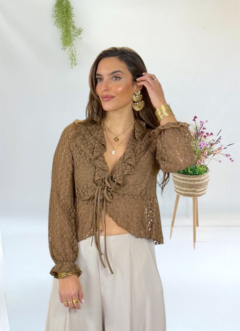 Chaqueta encaje marron