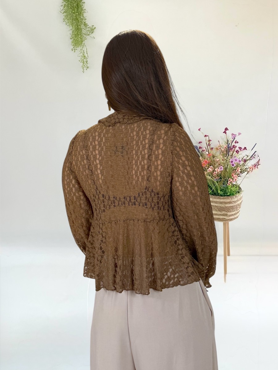 Chaqueta encaje marron