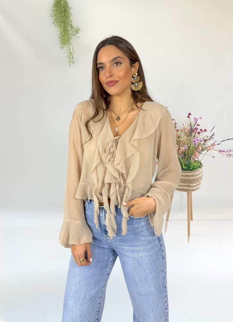Blusa de gasa beige
