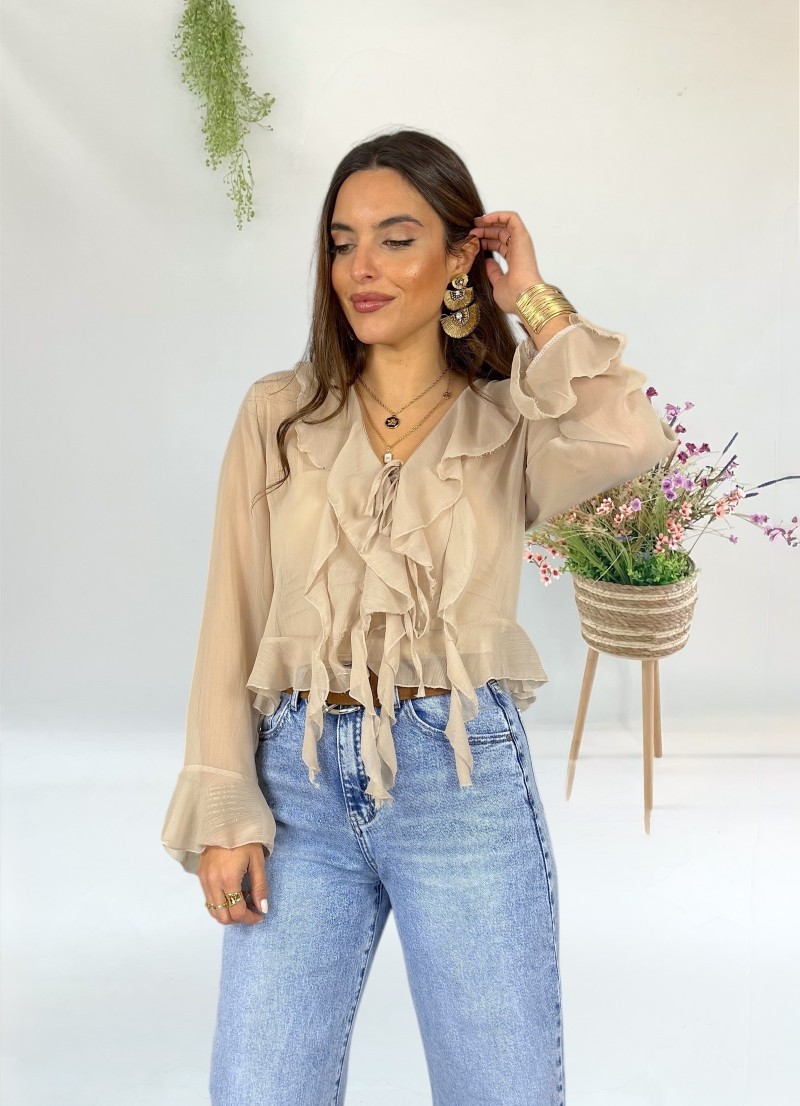 Blusa de gasa beige