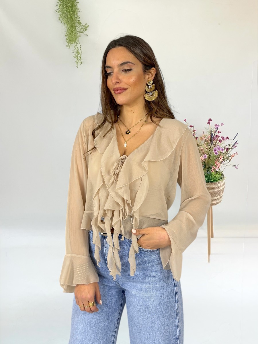 Blusa de gasa beige