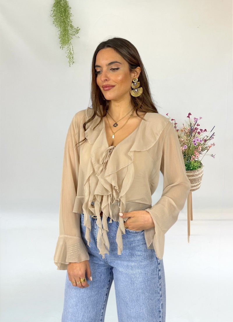 Blusa de gasa beige