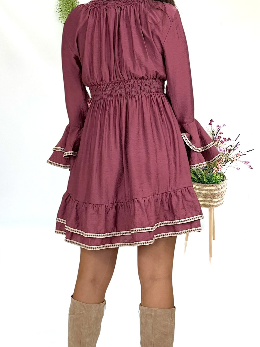 Vestido Jade borgoña Trilce