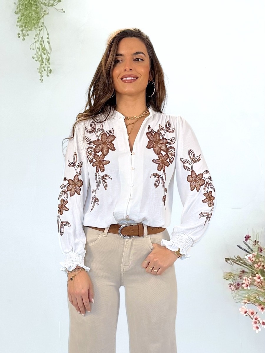 Blusa Chiara bordado marrón