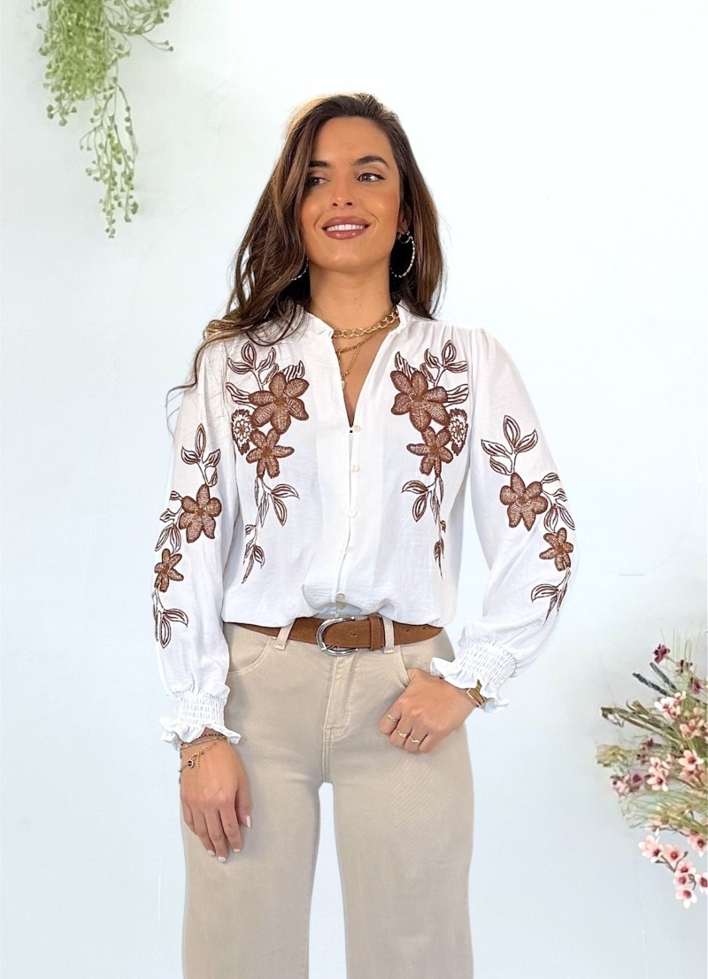 Blusa Chiara bordado marrón