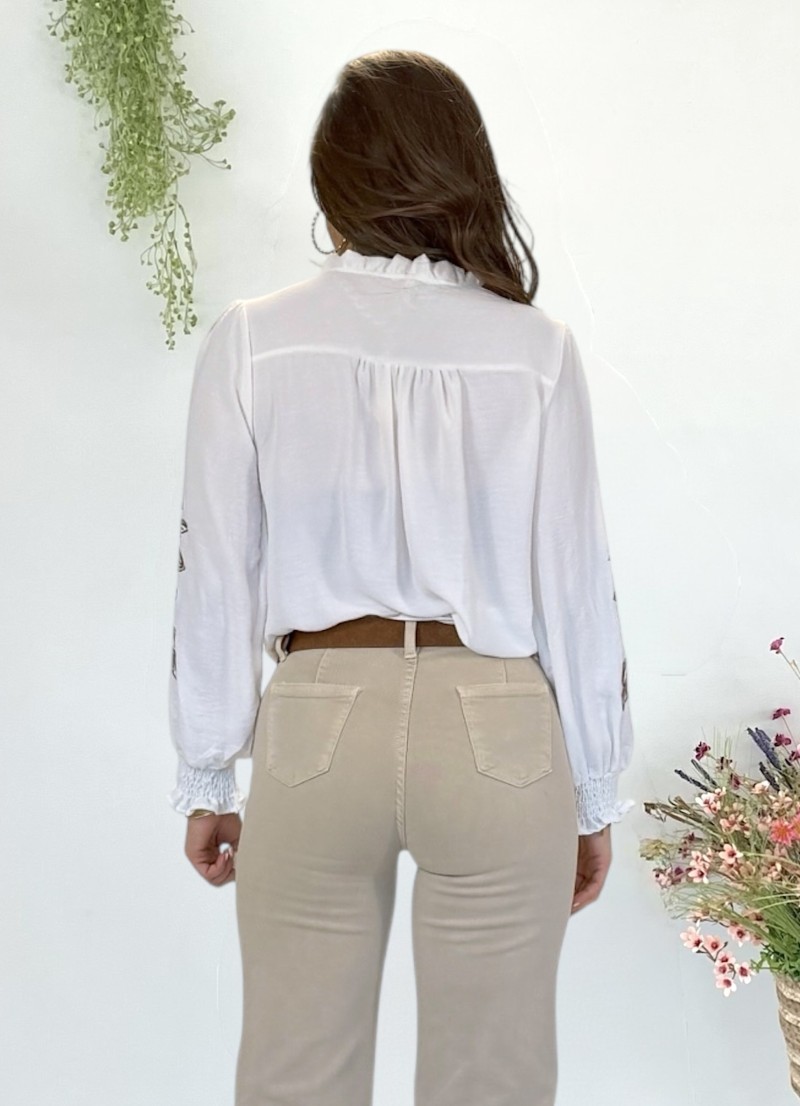 Blusa Chiara bordado marrón