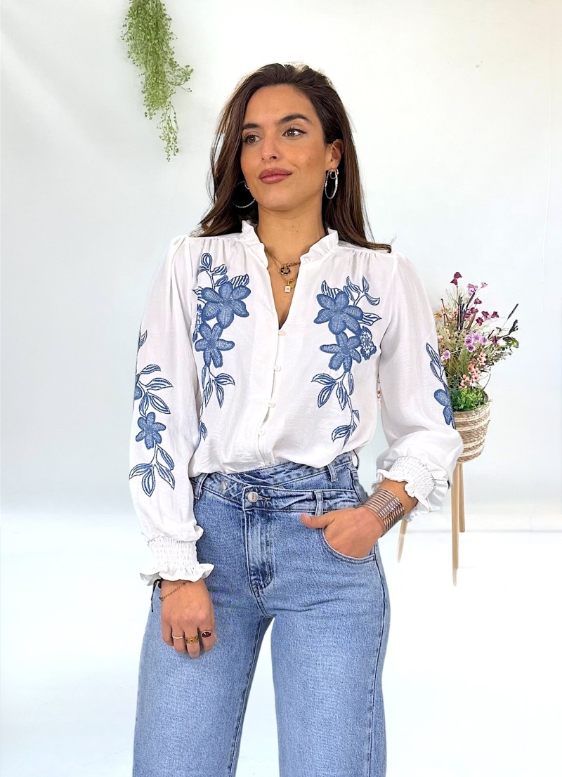 Blusa Chiara bordado azul