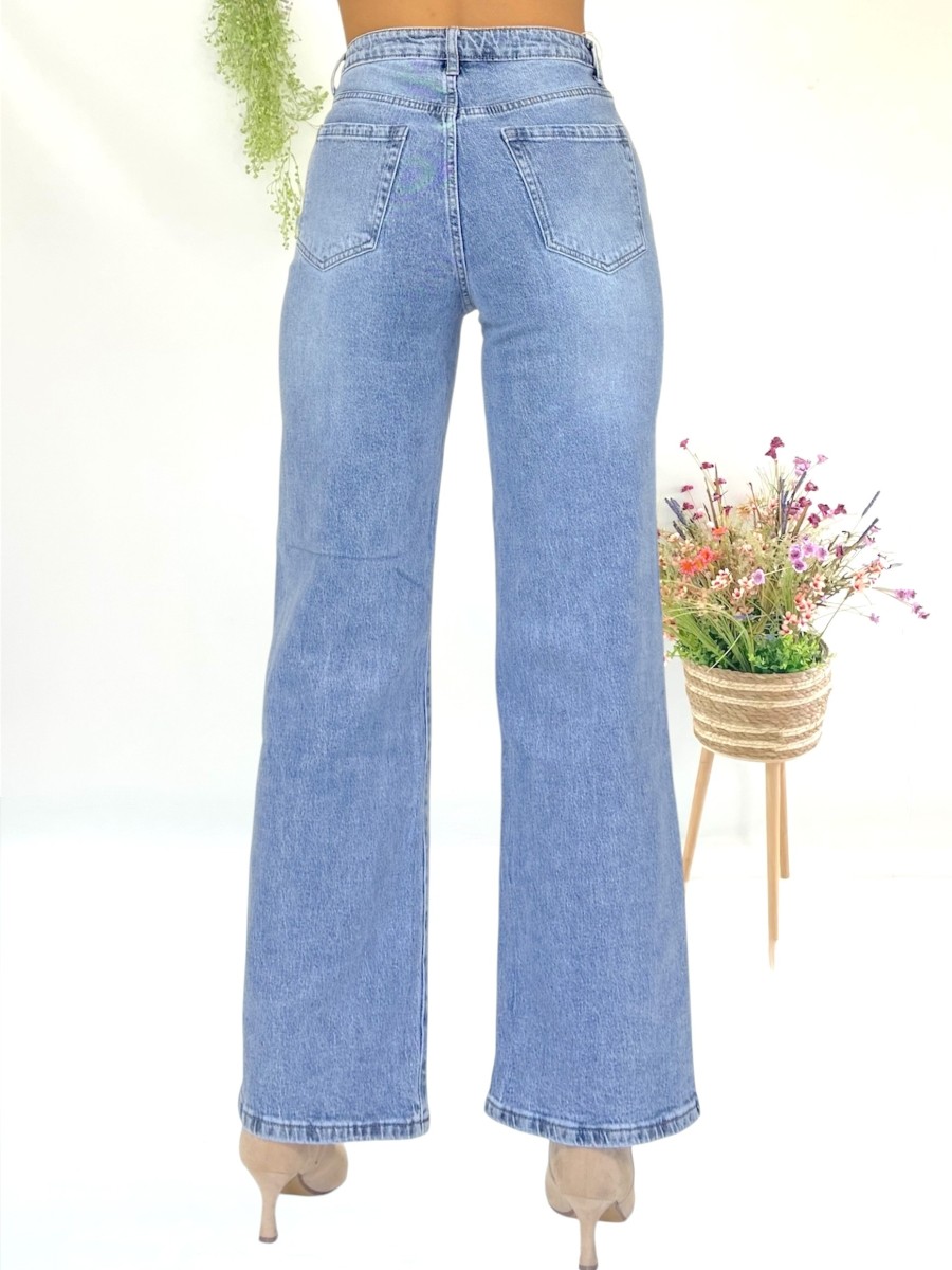 Pantalon vaquero cintura cruzada