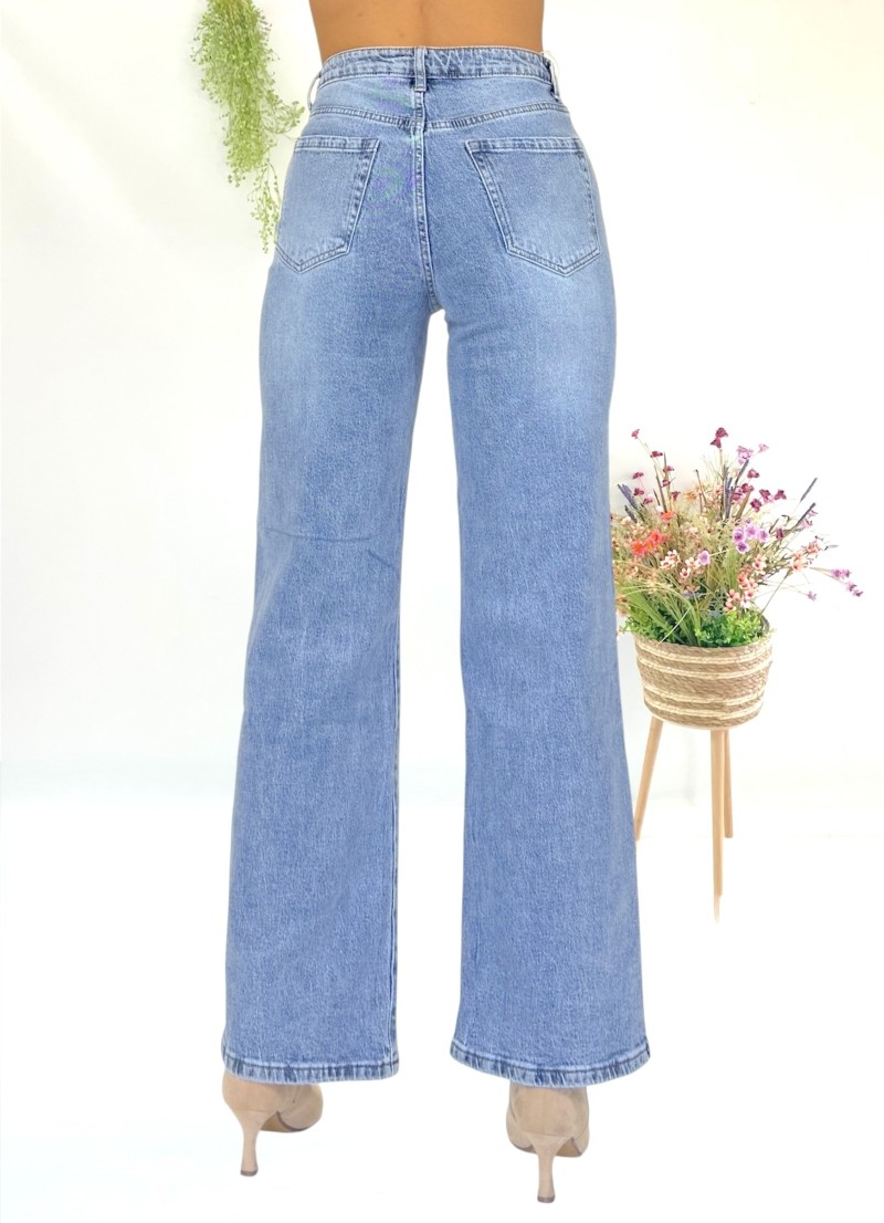 Pantalon vaquero cintura cruzada