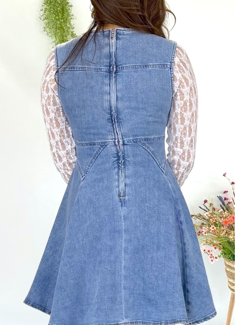 Vestido vaquero Ambra mangas de encaje