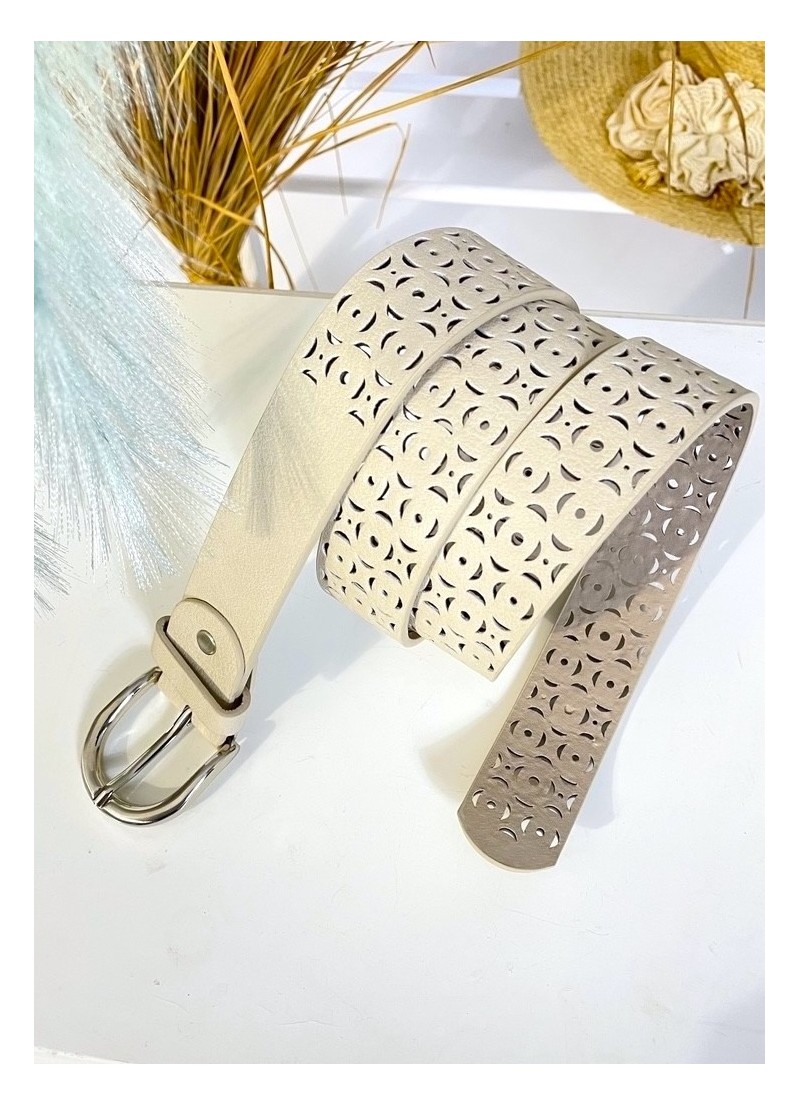 Cinturón labrado beige