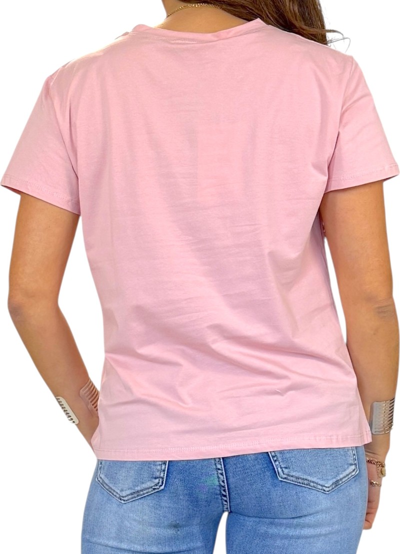 Camiseta Flower rosa con bordados