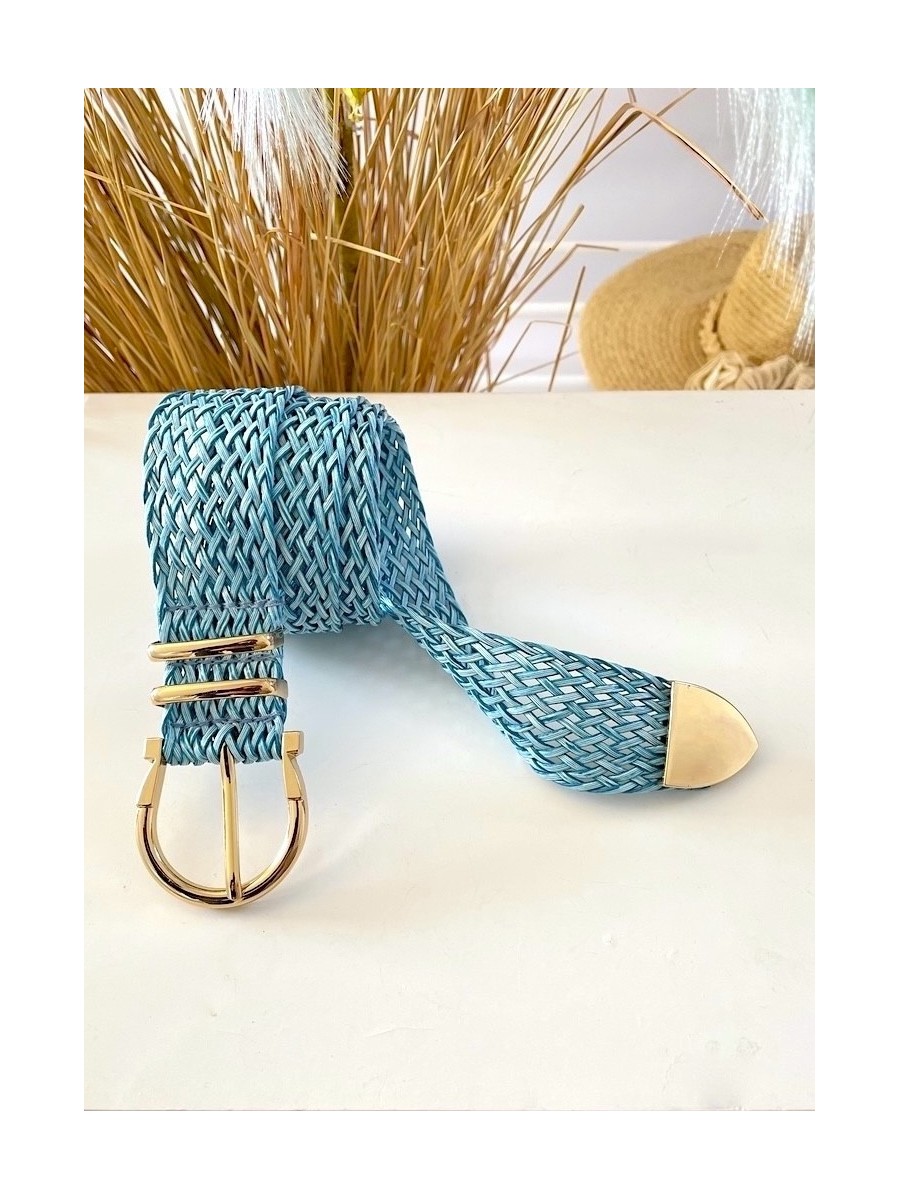 Cinturón rejilla azul