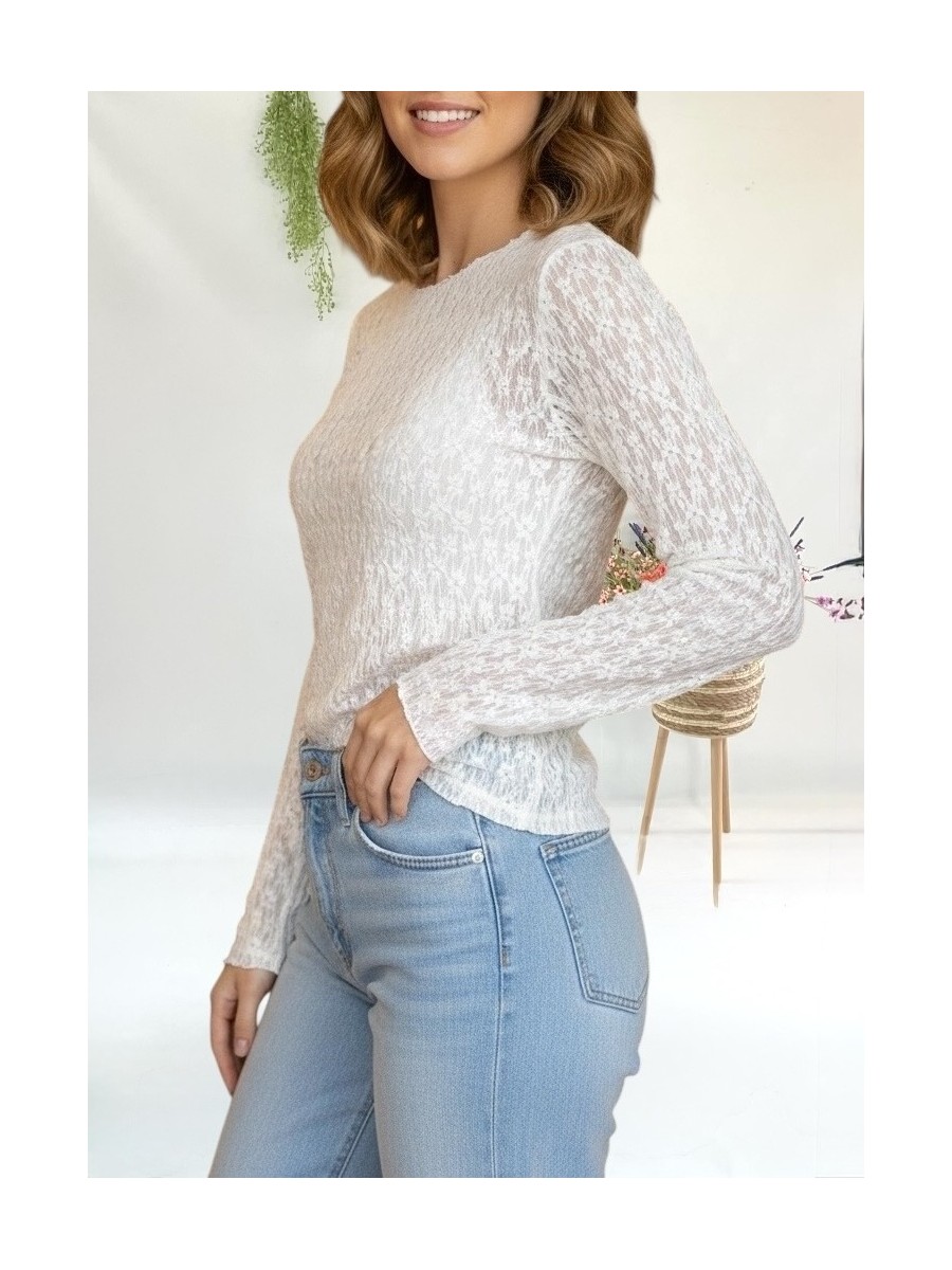 Camiseta blonda blanco roto