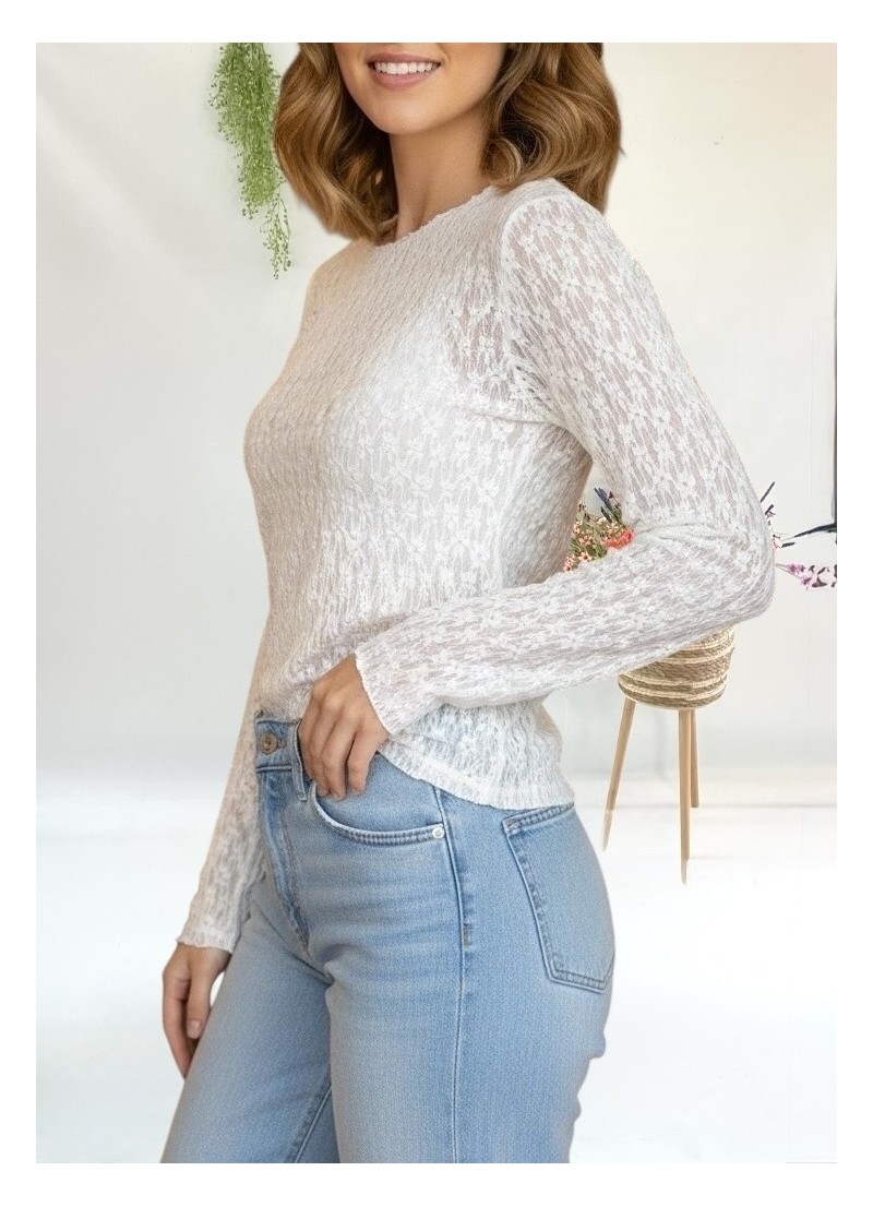 Camiseta blonda blanco roto