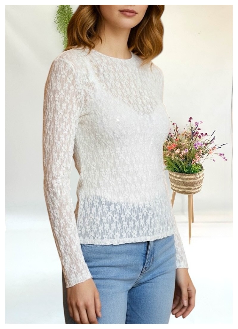 Camiseta blonda blanco roto