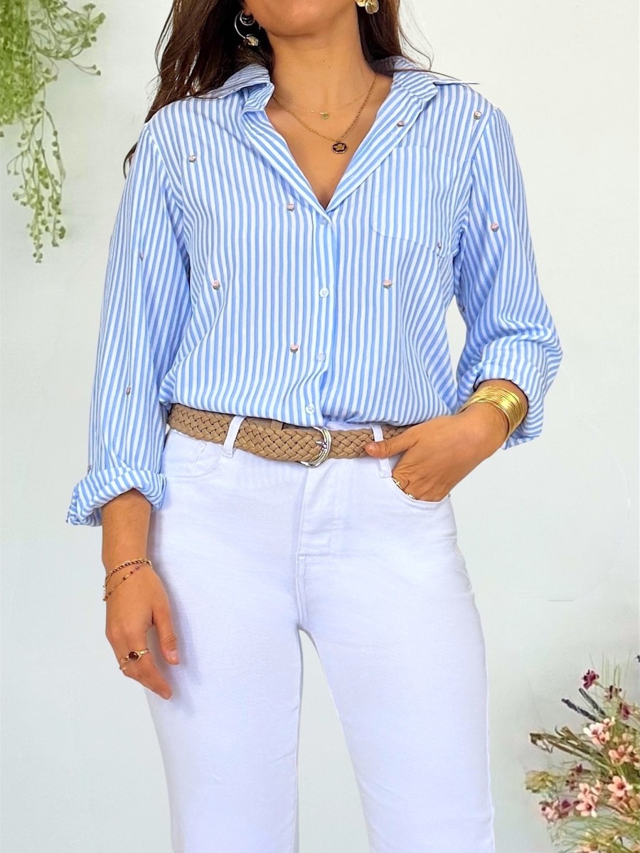 Blusa Lena rayas azul y blanco