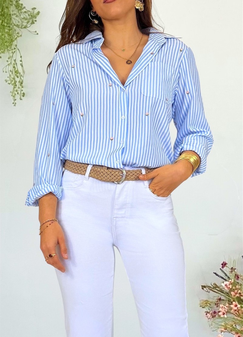 Blusa Lena rayas azul y blanco