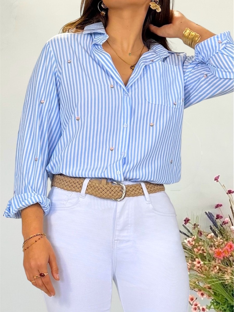 Blusa Lena rayas azul y blanco