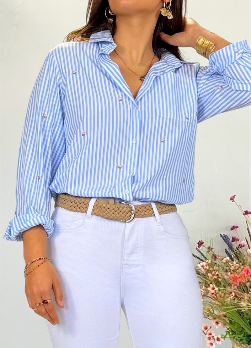 Blusa Lena rayas azul y blanco