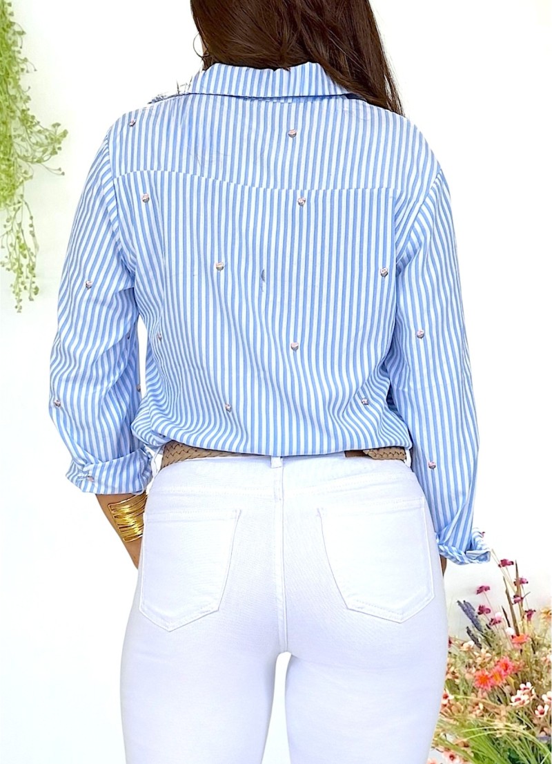Blusa Lena rayas azul y blanco