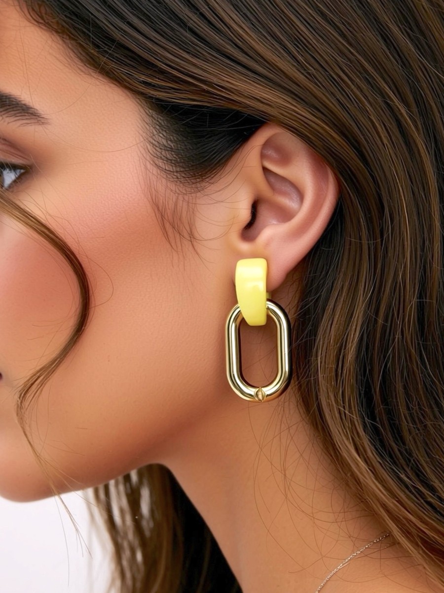 Pendientes amarillos aro cuadrado