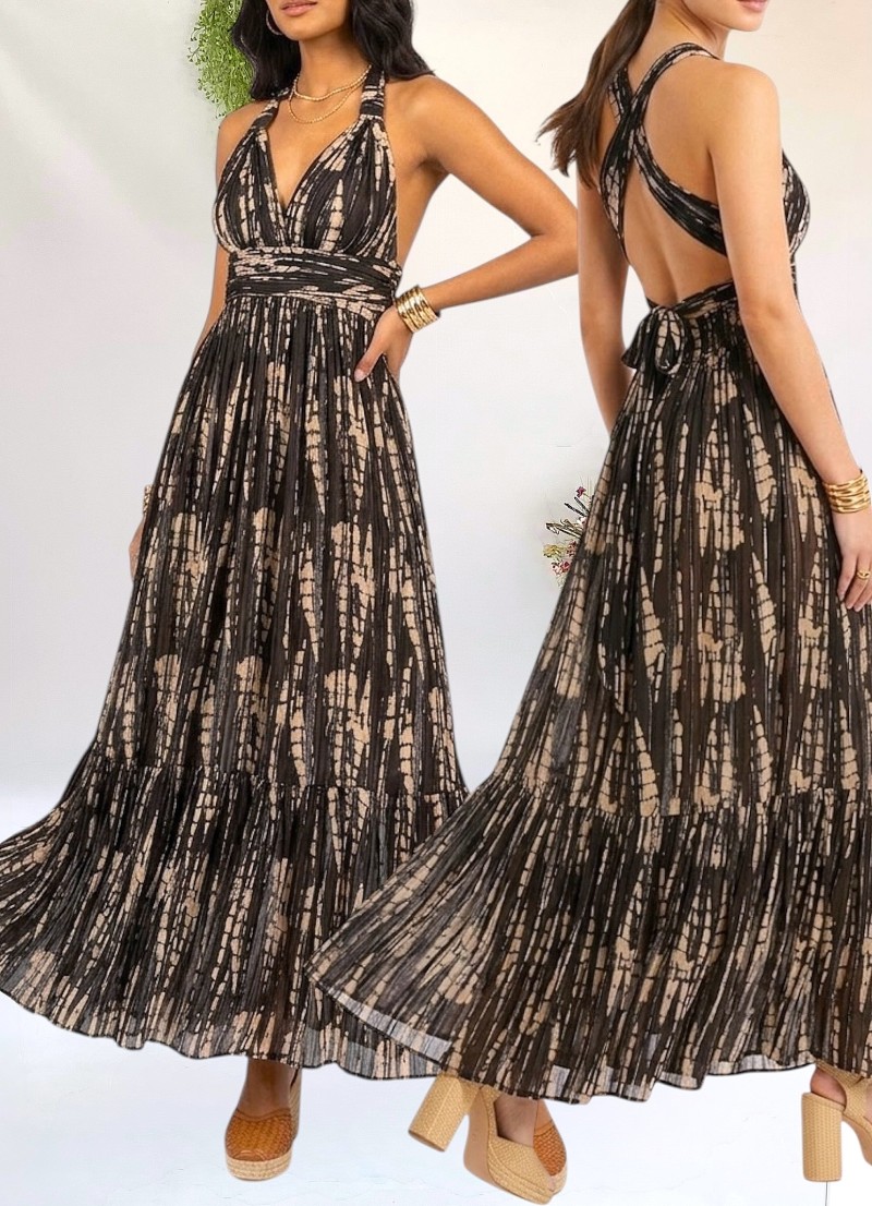 Vestido Daisy beige y negro Makiara