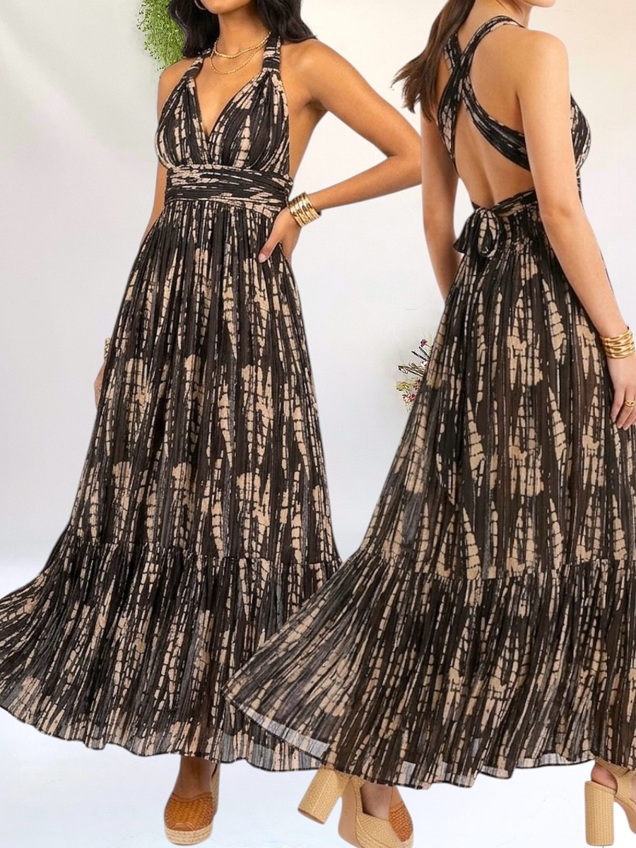 Vestido Daisy beige y negro Makiara