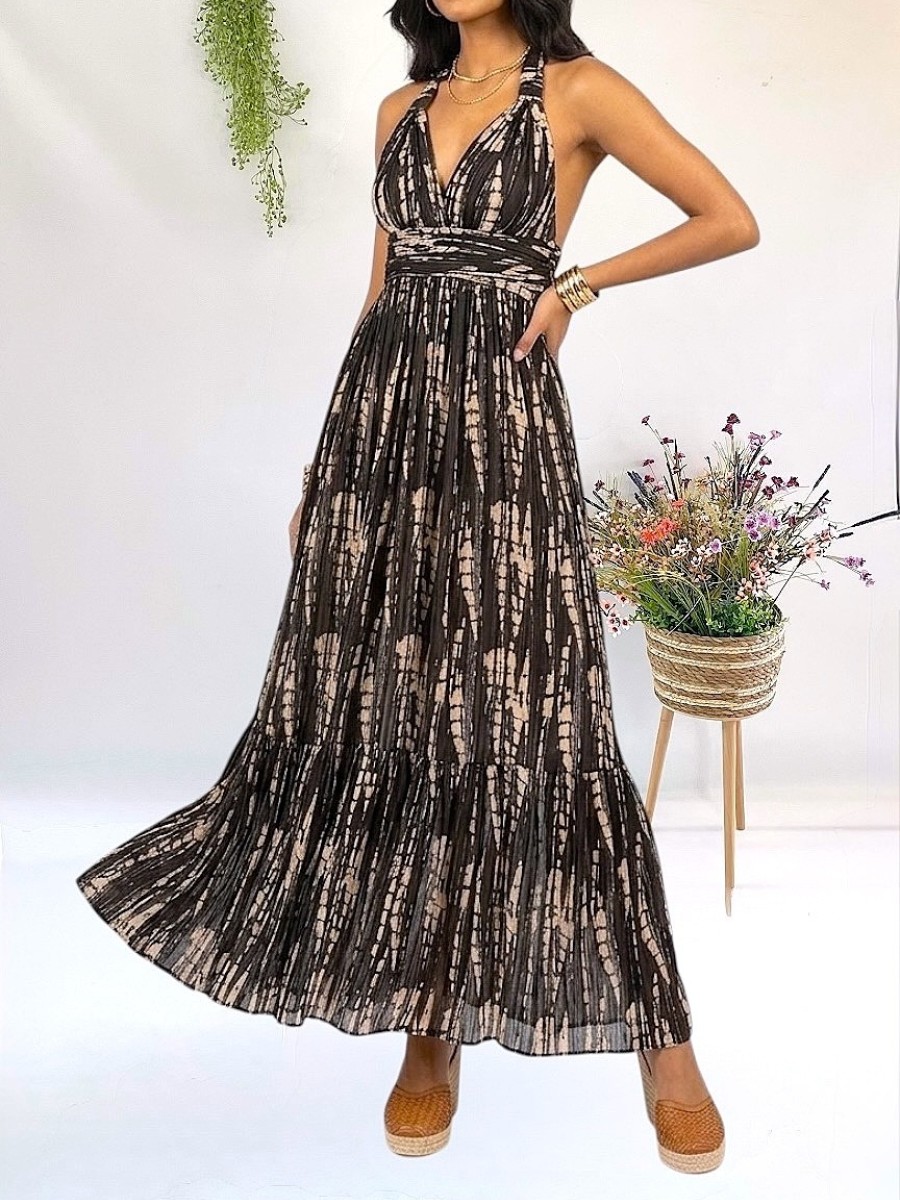 Vestido Daisy beige y negro Makiara