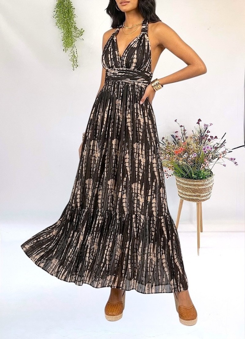 Vestido Daisy beige y negro Makiara