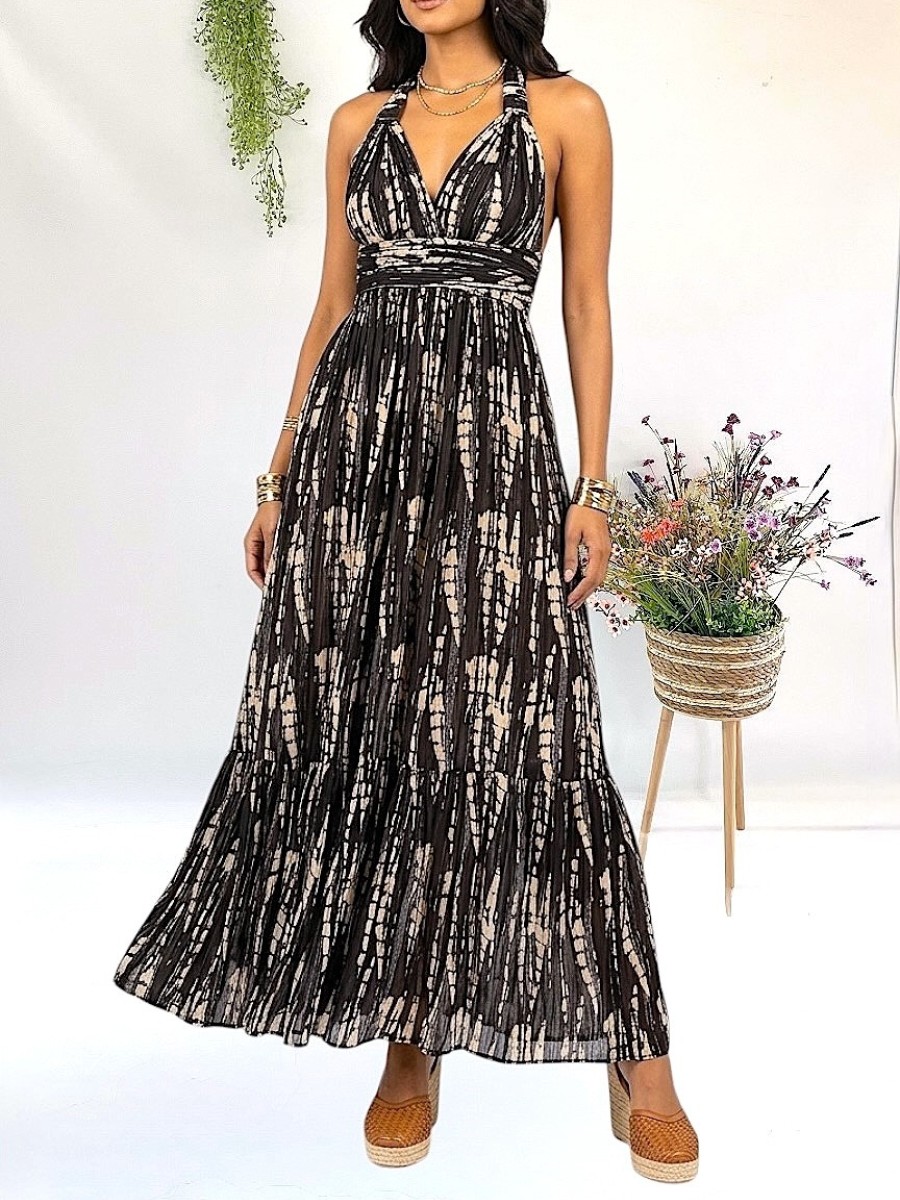 Vestido Daisy beige y negro Makiara