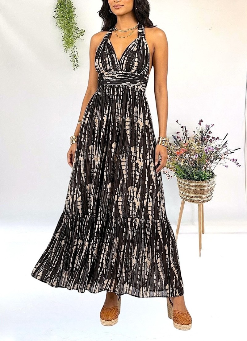 Vestido Daisy beige y negro Makiara