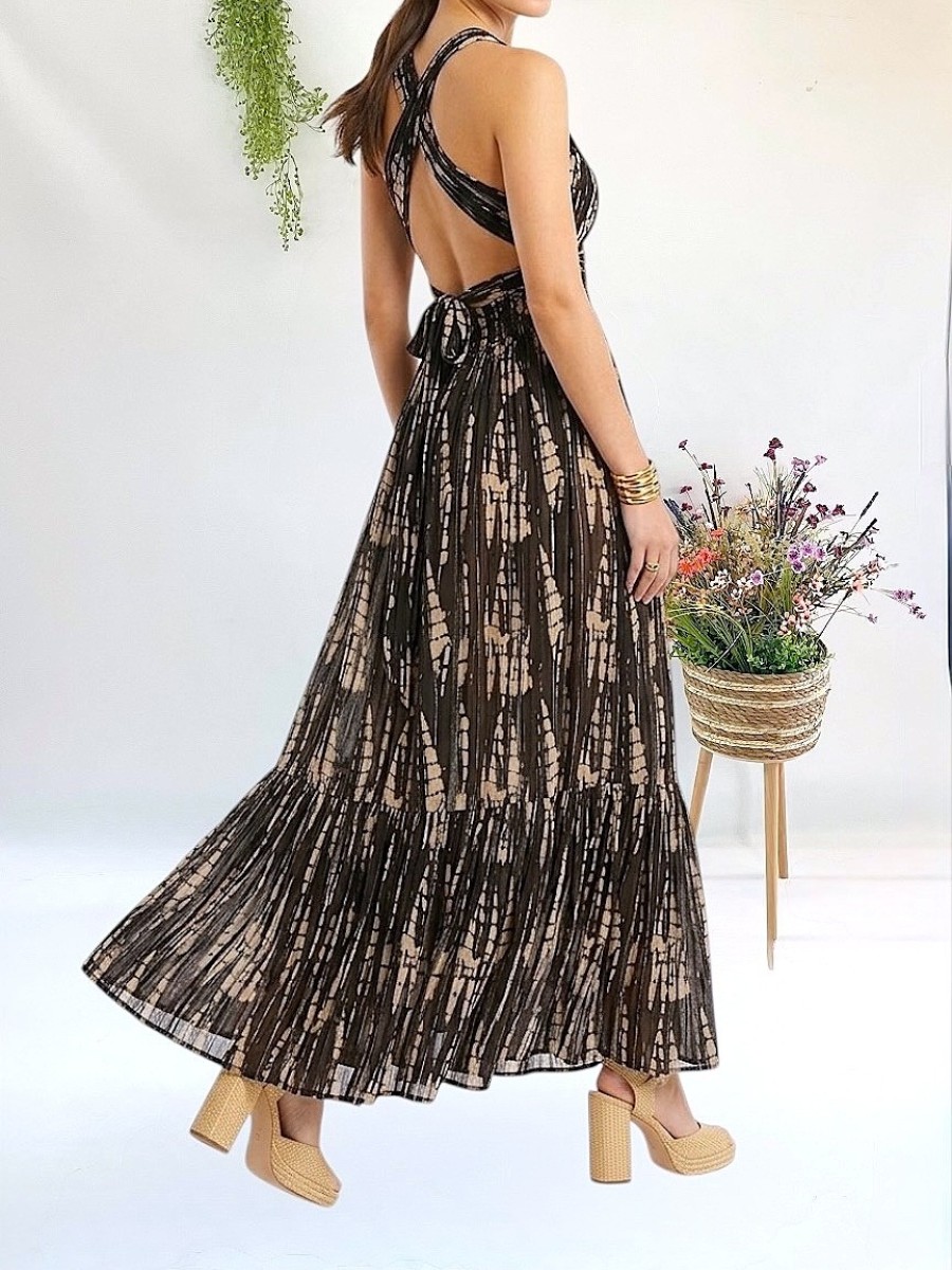 Vestido Daisy beige y negro Makiara