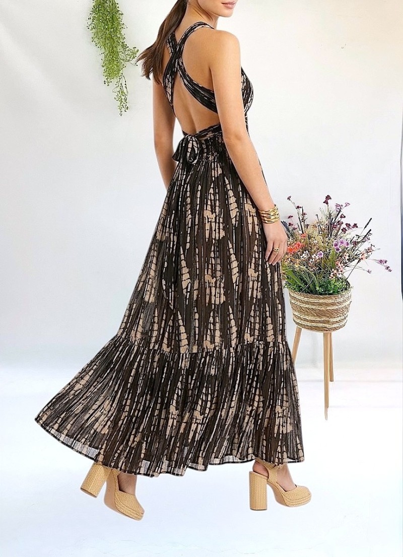 Vestido Daisy beige y negro Makiara