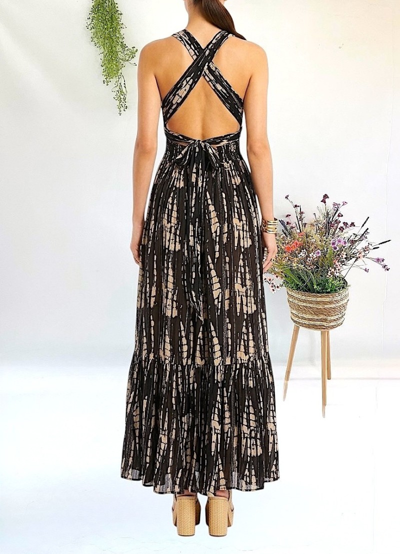 Vestido Daisy beige y negro Makiara