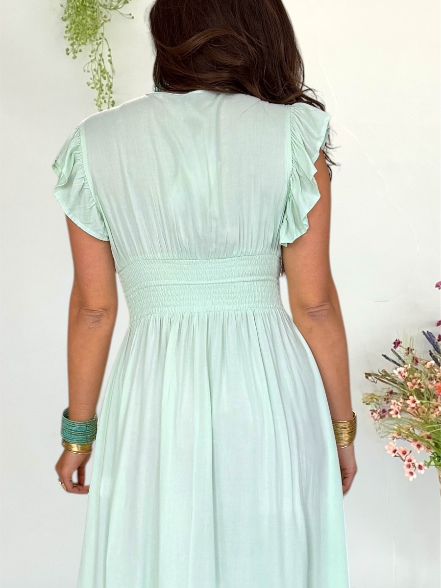 Vestido Flower verde aguamarina