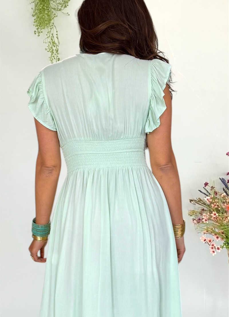 Vestido Flower verde aguamarina