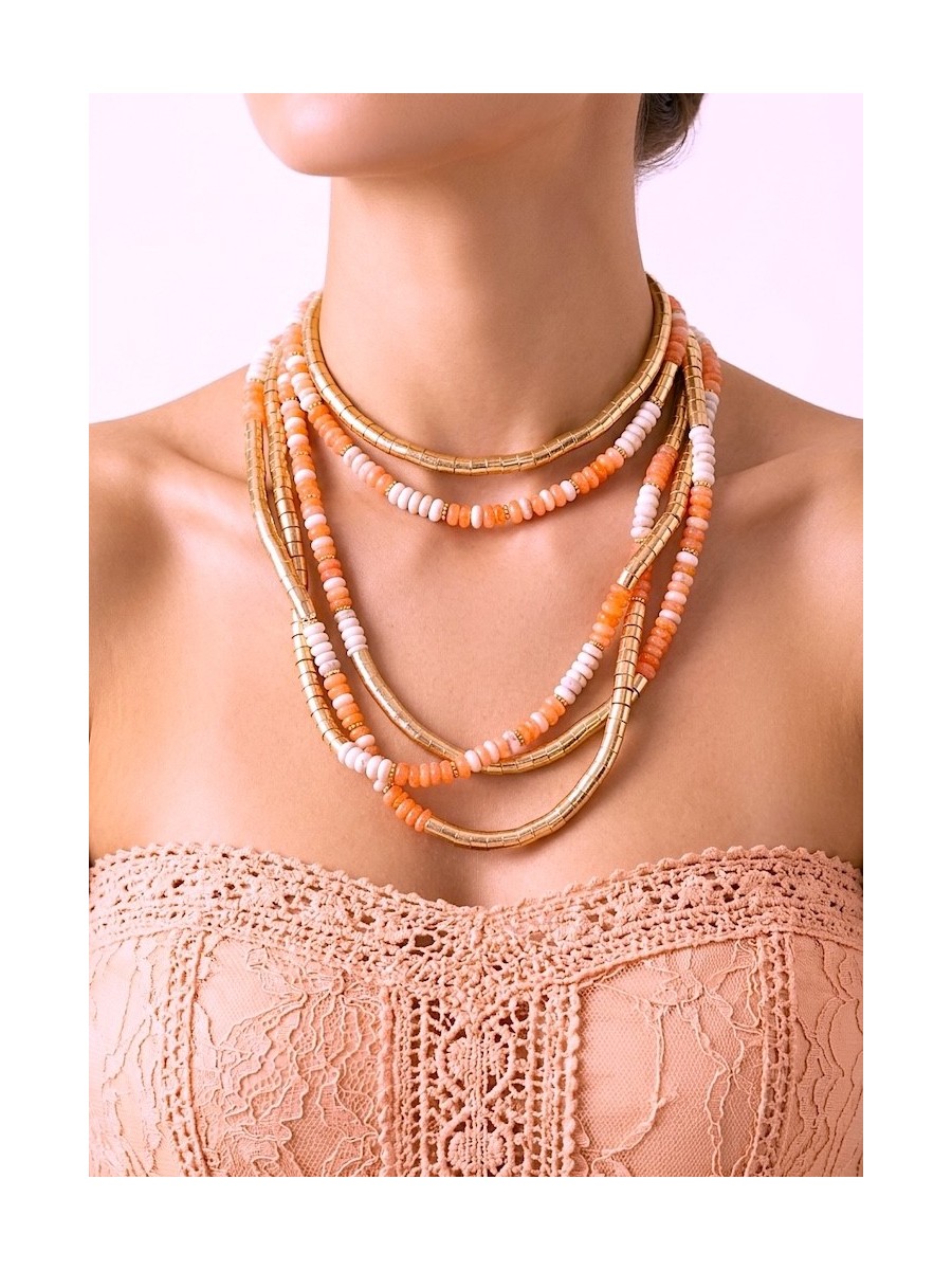 Collar dos vueltas naranja