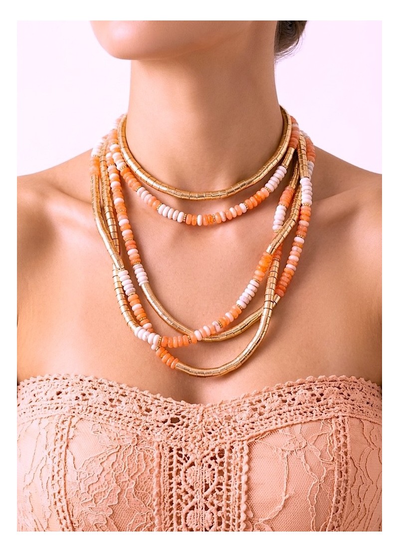 Collar dos vueltas naranja