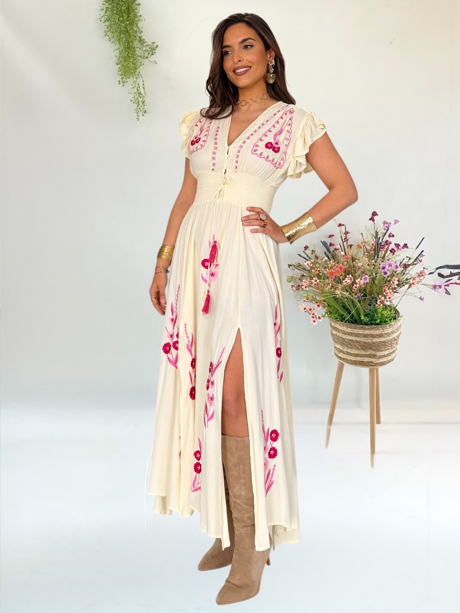 Vestido Flower amarillo mantequilla