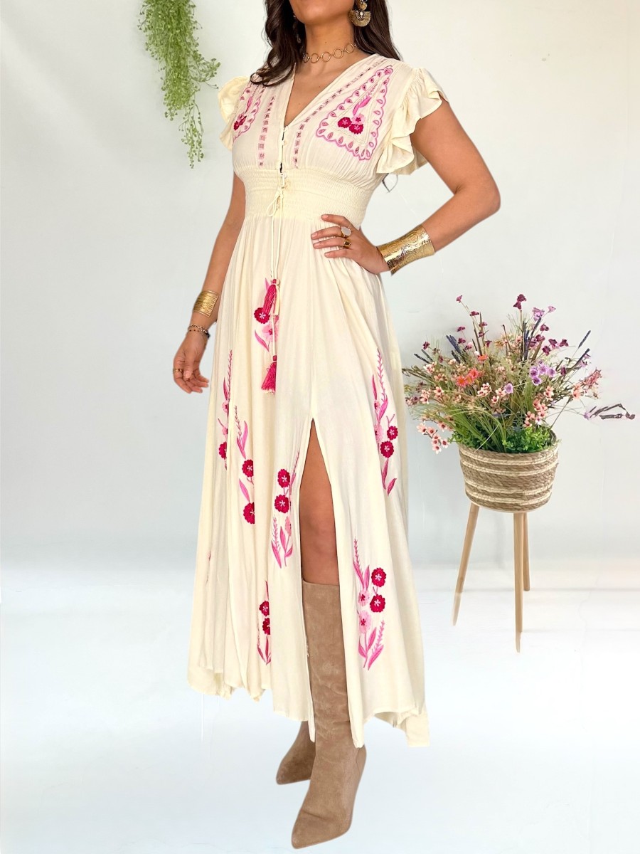 Vestido Flower amarillo mantequilla