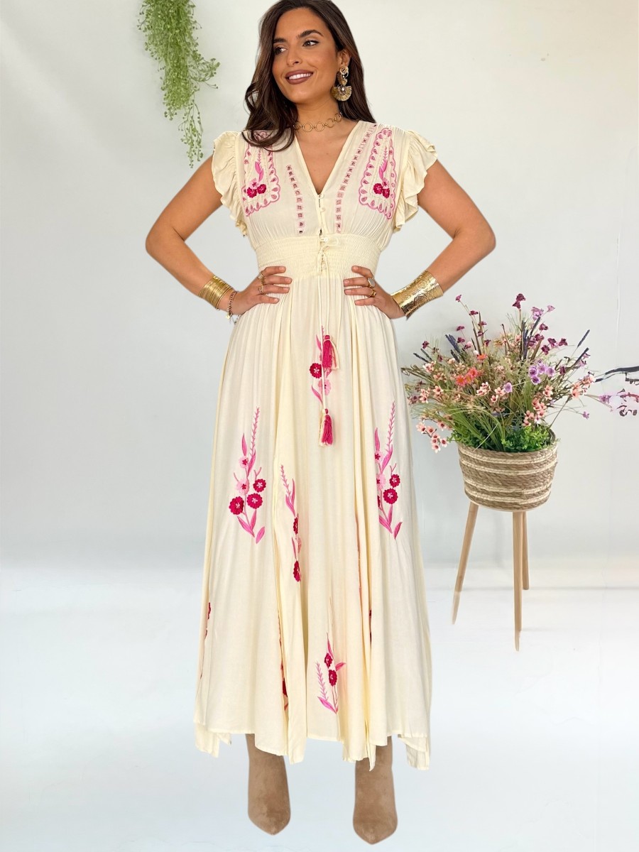 Vestido Flower amarillo mantequilla