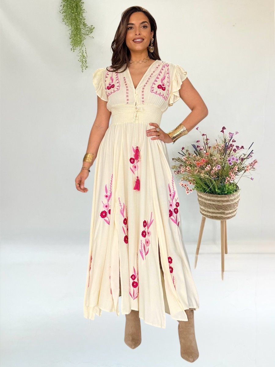 Vestido Flower amarillo mantequilla