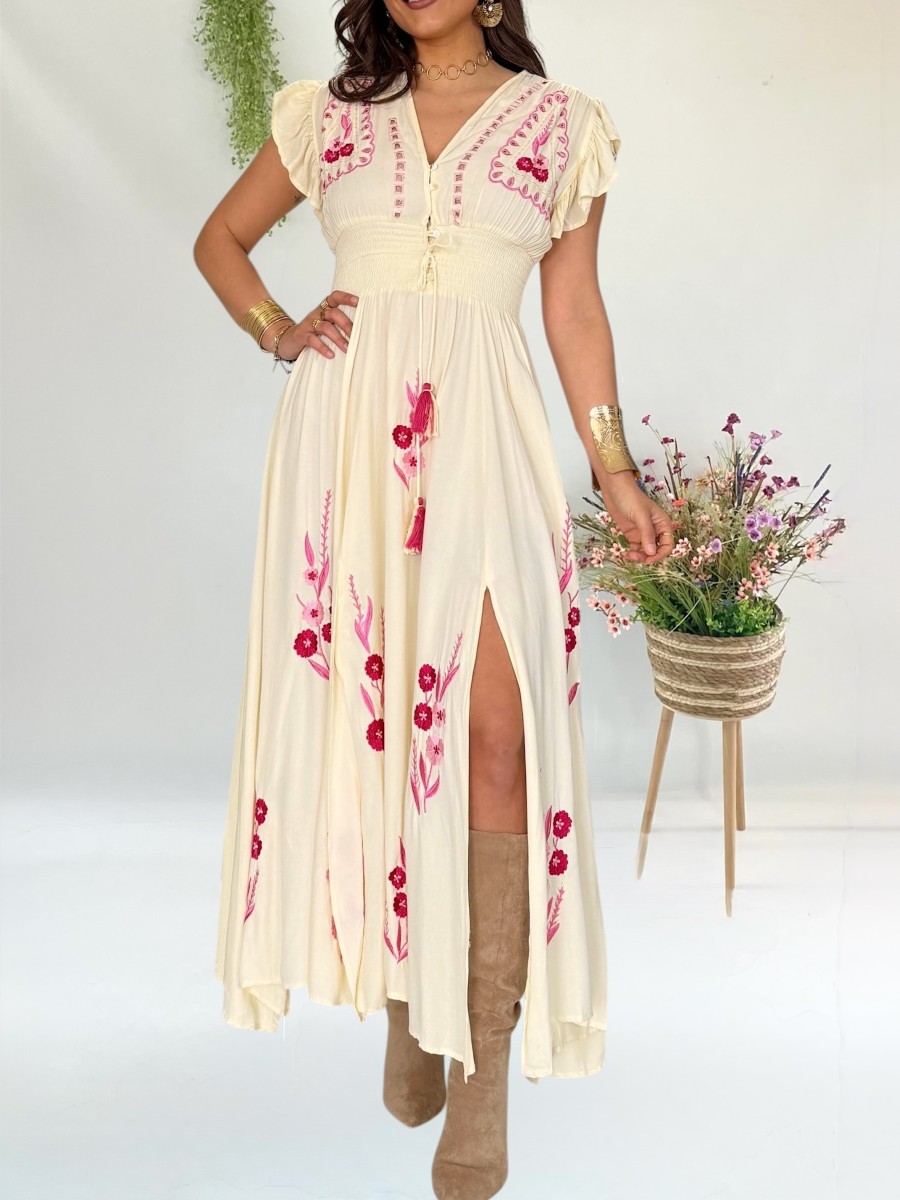 Vestido Flower amarillo mantequilla