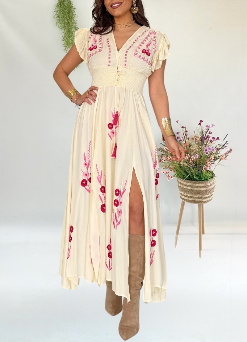 Vestido Flower amarillo mantequilla