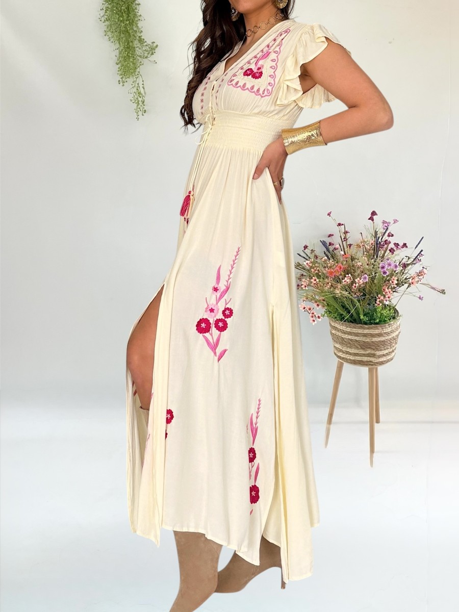 Vestido Flower amarillo mantequilla