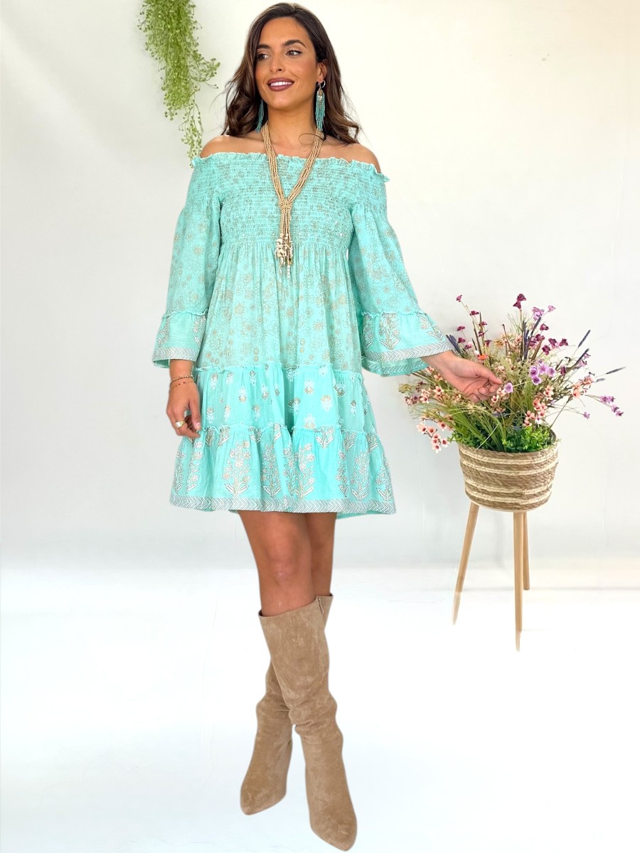 Vestido Kora aguamarina