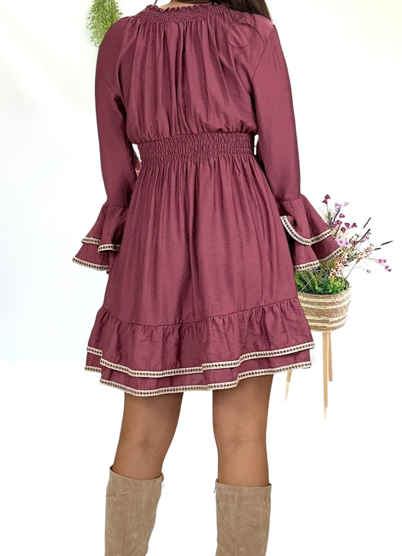 Vestido Jade borgoña Trilce