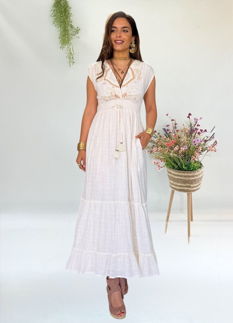 Vestido Lisa blanco roto