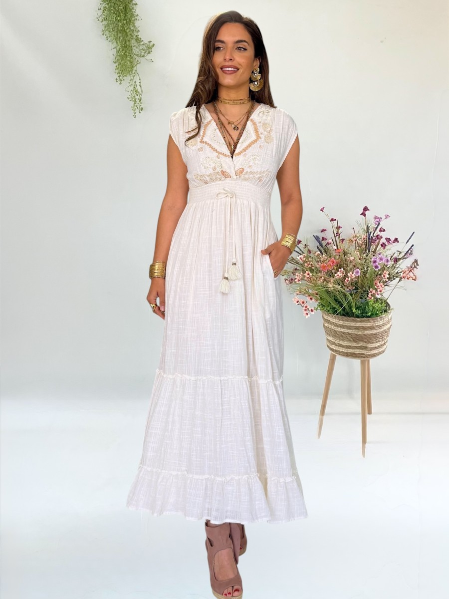 Vestido Lisa blanco roto